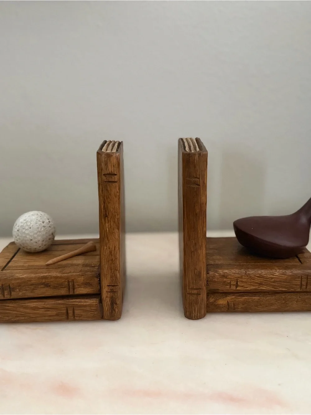 Handcrafted Brown Wooden Bookends – Rustic Home Office Accent